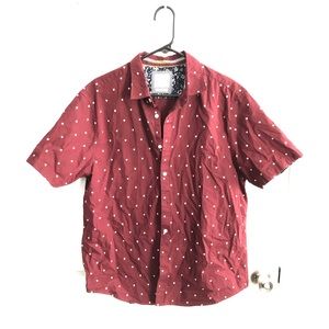 Denim & Flower Skull Print Button Down